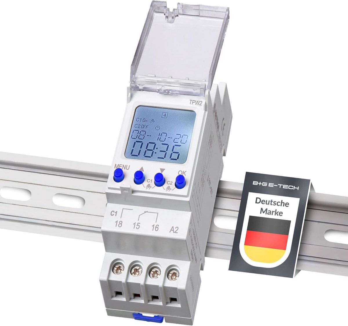 Roestvrijstalen schakelkast - Zilver - Digitale 2-kanaals timer met LCD-display - Inbouw weektimer voor energiebeheer