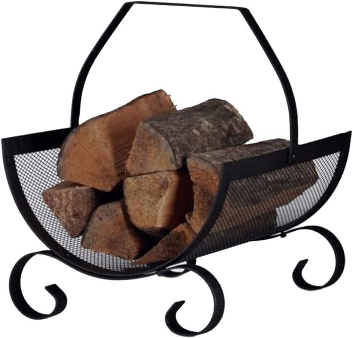 Brandhouthouder - Houtopslag Rek - Haardhout Opslag - Poedercoating Stevigheid - 33x38x40cm - Zwart