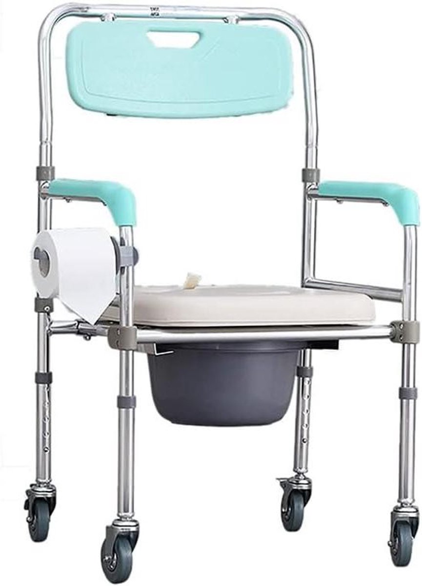 Commode Toiletstoel - Douchestoel Opvouwbaar - Thuiszorg Mobiliteit - 3-in-1 Veelzijdig - 180kg Draaglast - Grijs