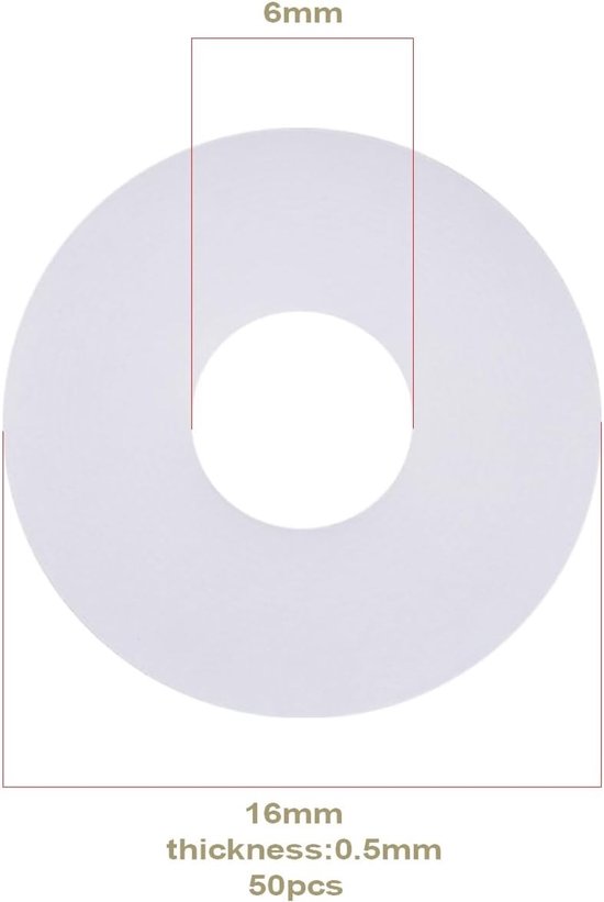 50 Stuks PTFE Witte O-Ringen voor 6mm Spoolas voor Voorste Slip Reel, Geschikt voor Hengelsport en Vissen Accessoires — afbeelding 3