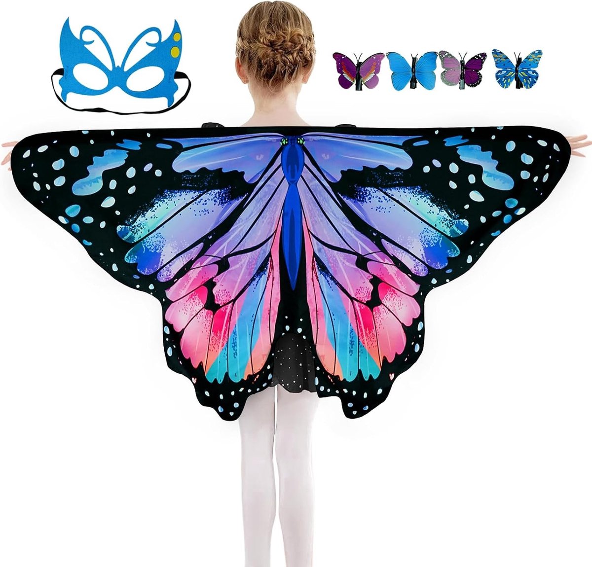 Vleermuisvleugels voor Kinderen, Schitterend Kostuum voor Meisjes, 3-delige Set met Cape, Masker en Haarspeld, Perfect voor Feestjes en Verkleedpartijen