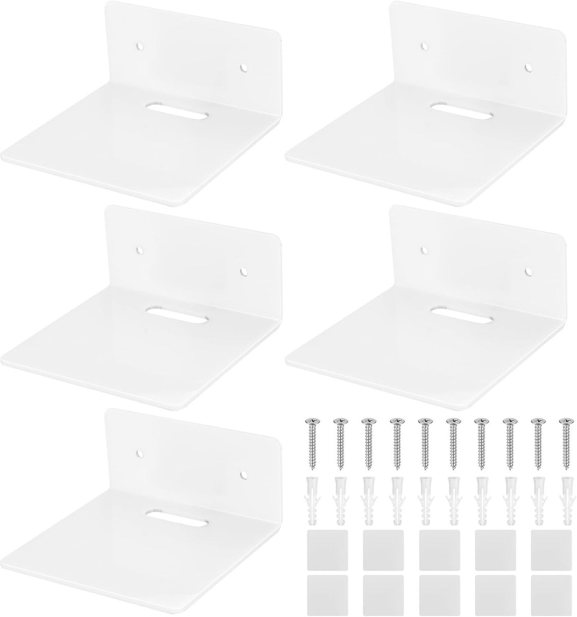 Witte Muurplank voor Kleine Ruimtes, Drijvende Plank van Acryl voor Slaapkamer, Badkamer en Woonkamer - Ideaal voor Decoratie en Opberging
