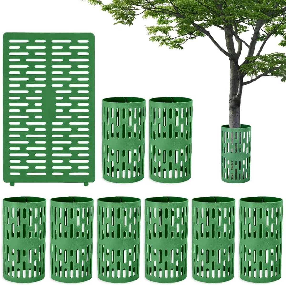 Set van 9 Boomschorsbeschermers, 33 x 21 cm, Uitbreidbare Bescherming met Ventilatiegaten, Ideaal voor Boomverzorging en Schadepreventie
