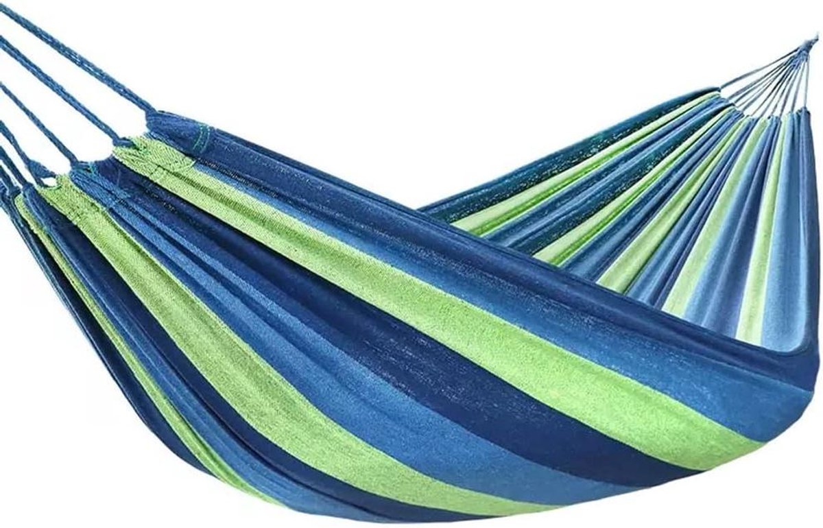 Dubbele Hangmat - Canvas Hangmat - Buiten Ontspannen - Ruim Ontwerp - 2 Personen - Blauw