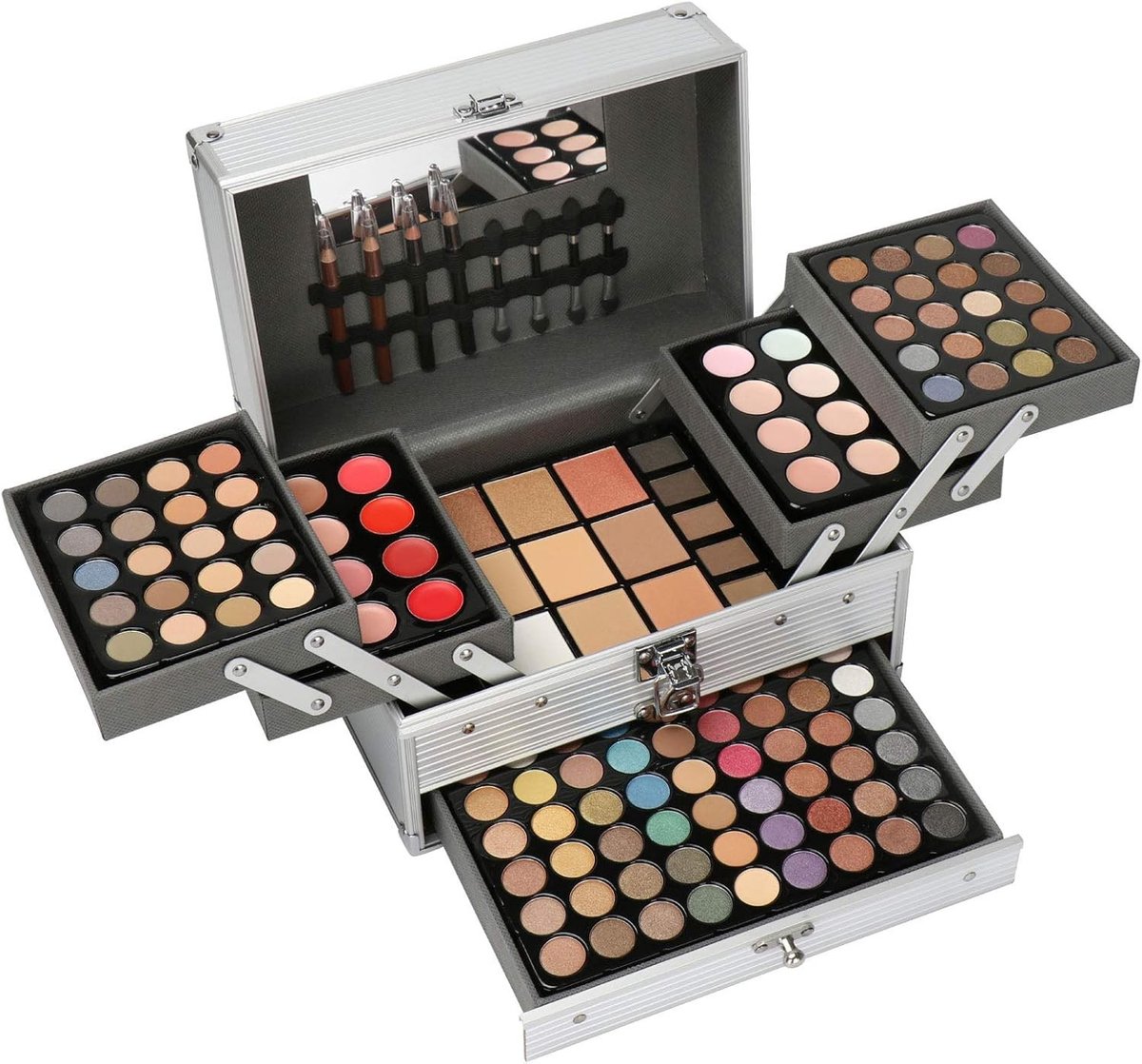Oogschaduwpalet met 132 Kleuren, Contour Kit, Lipgloss, Blush en Poeder voor Perfecte Make-up Looks
