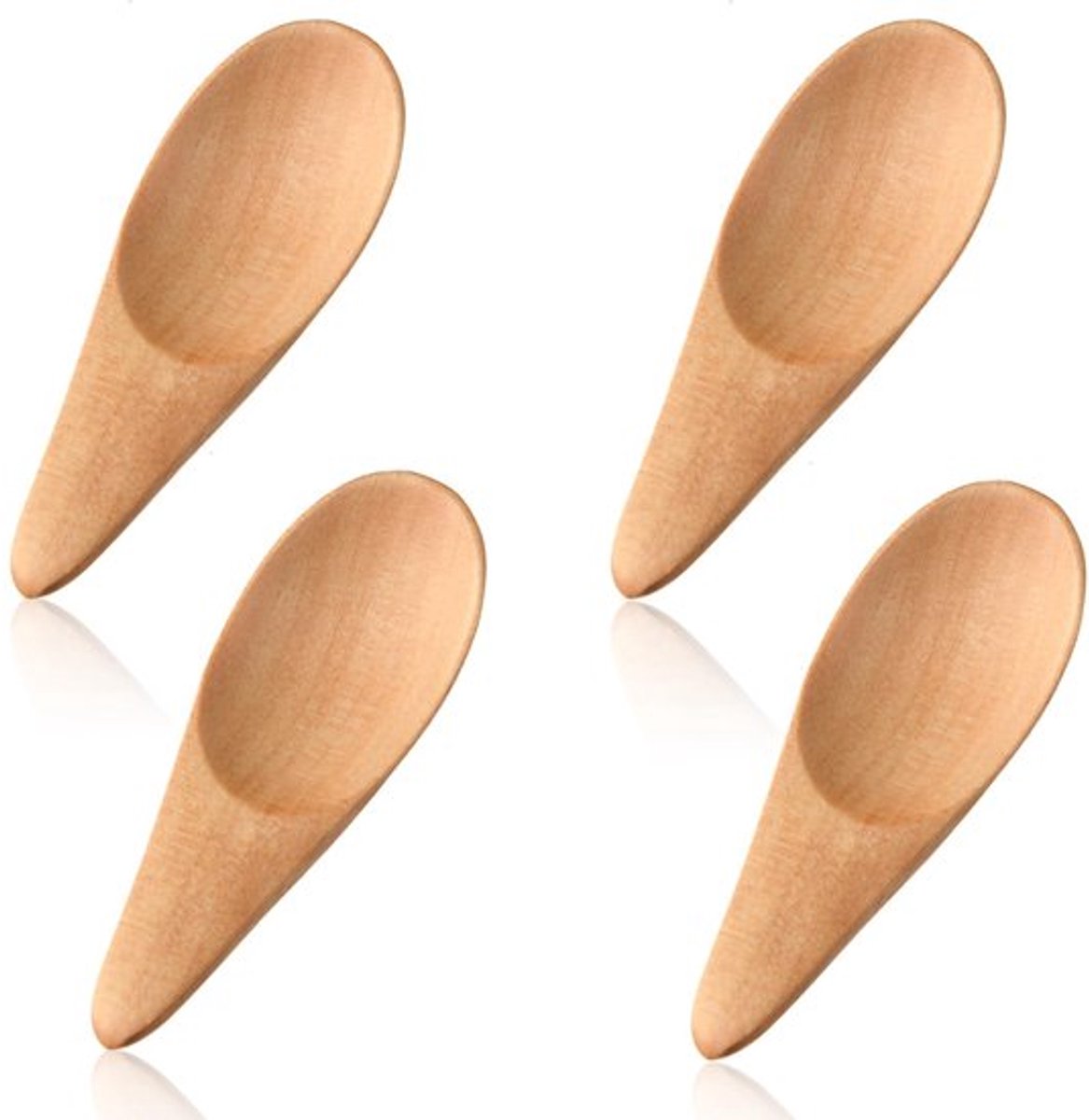 Houten Lepel Mini 4 Stuks - Houten Lepels 7 cm - Antislip - Geschikt voor Thee/Koffie - Lichtgewicht - Comfortabel in Hand - Kruidenlepel