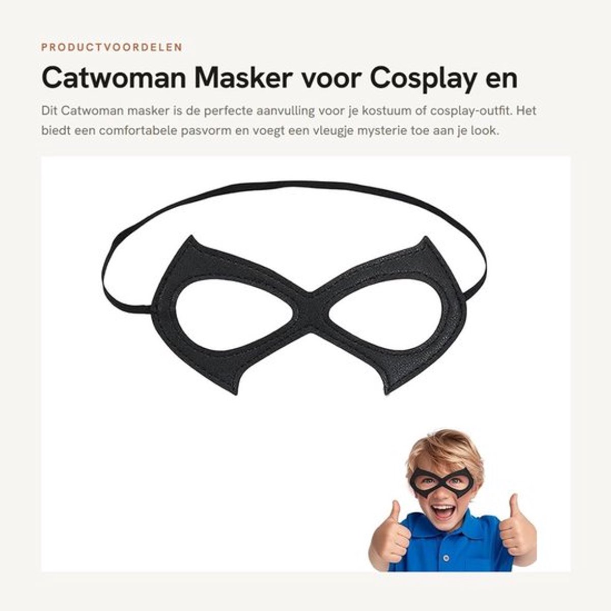 Kattenmasker Zwart - Halve Gezichtsdesign - Leren Masker - Cosplay/Kostuum - Carnaval/Halloween - Comfortabele Pasvorm