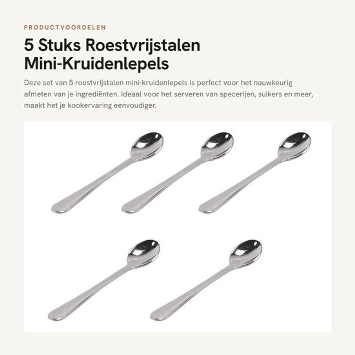 5 Stuks Roestvrijstalen Mini-Kruidenlepels