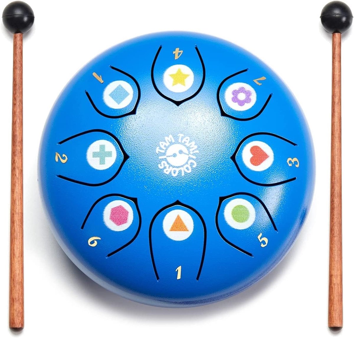 Tongue drum - Blauw - 16 x 9,5 cm - Stalen tongdrum met 8 noten - Muzikaal instrument voor kinderen