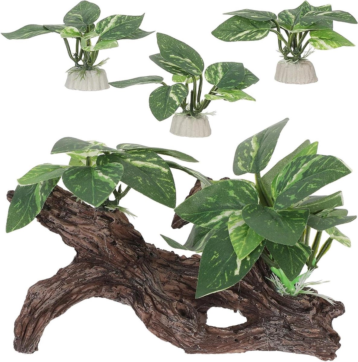 Aquarium Driftwood Decoratie - Vissengrot Garnalenverblijf - Aquarium Verfraaien - Met Schuilplaatsen - 16x10x7.5cm - Diverse kleuren