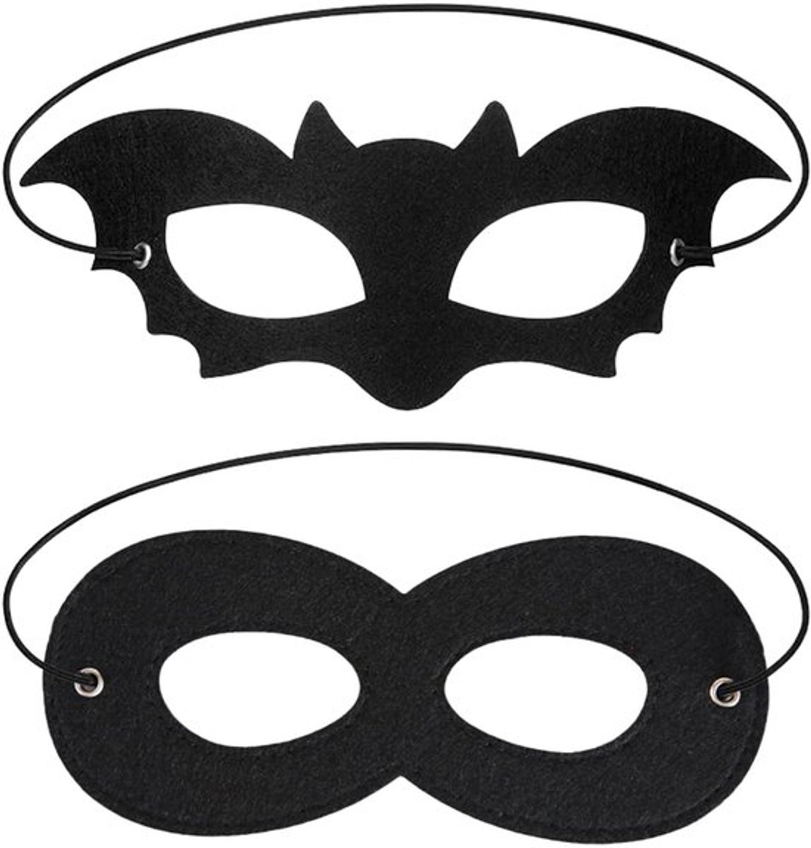 Vleermuismasker 2-delig - Oogmasker - Halloween - Maskerade - Vilt - Zwart - Feestmasker