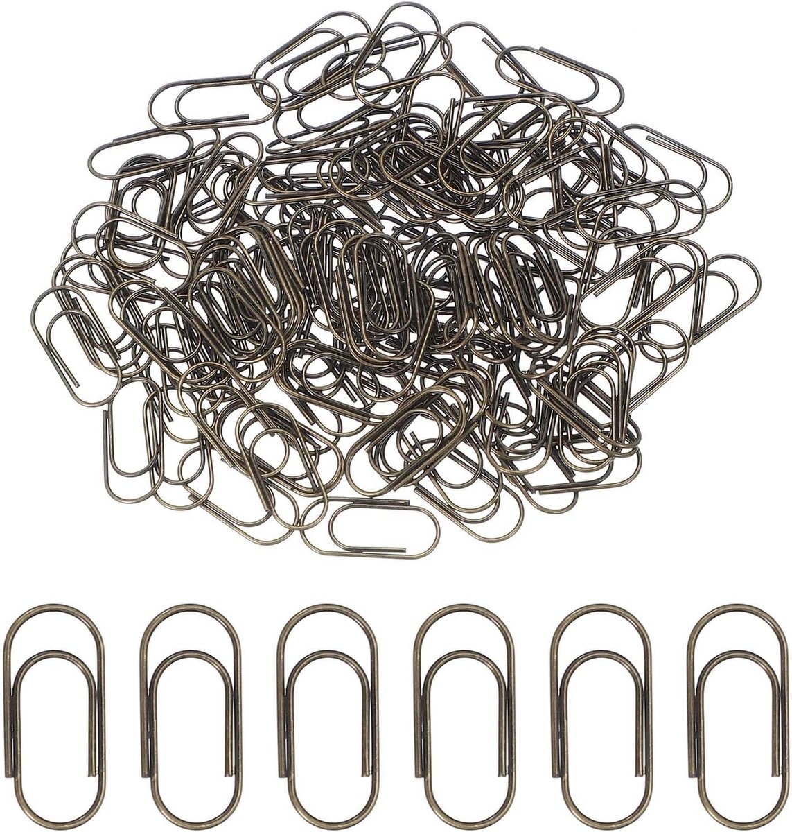 100 Stuks Mini Paperclips - Klein, Schattig en Duurzaam Antiroest Metaal voor Kantoor en Thuis, 15 mm, Brons, Ideaal voor Organisatie en Documentenbeheer