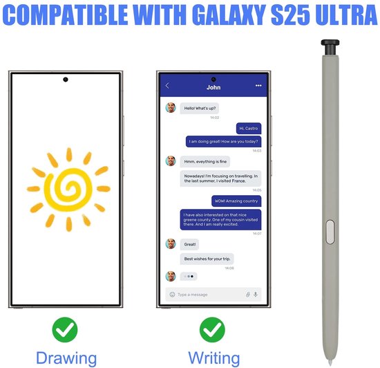 S Pen Pen zonder Bluetooth voor Galaxy S25 Ultra, compatibel met Samsung Galaxy S25 Ultra, Samsung S25 — afbeelding 4