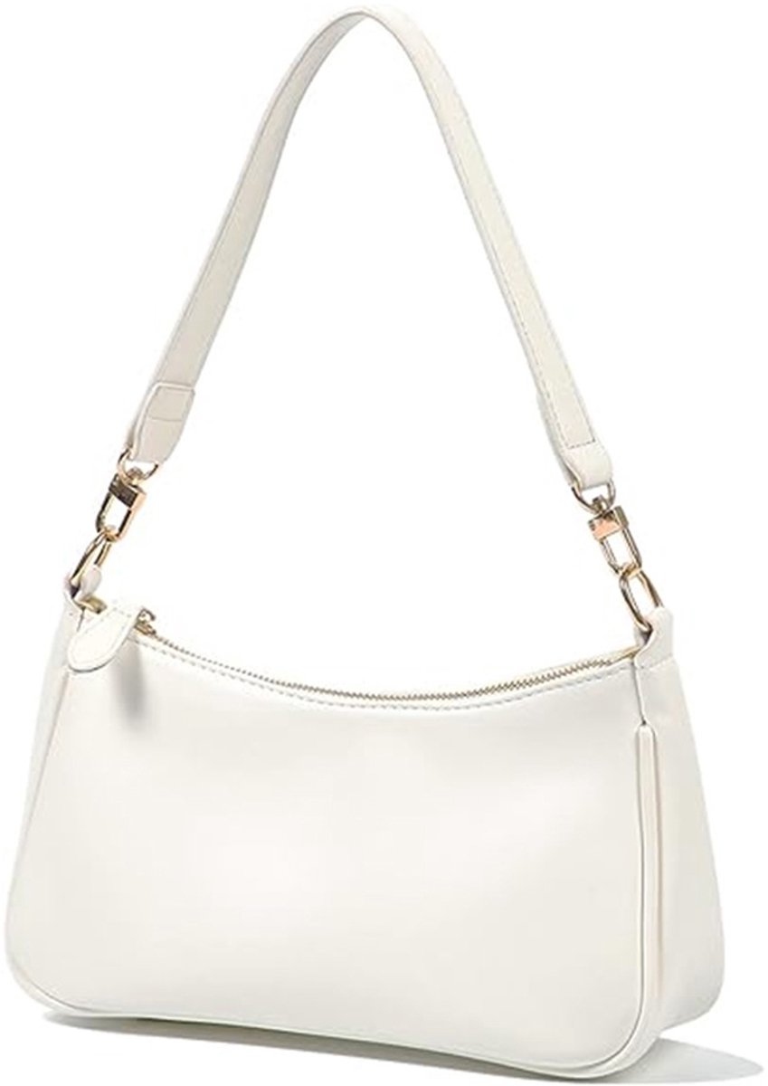 Claoner Schooltas - Shopper - Tas met rits - Schoudertas - Handtas - Werktas - Dames Tassen - Wit