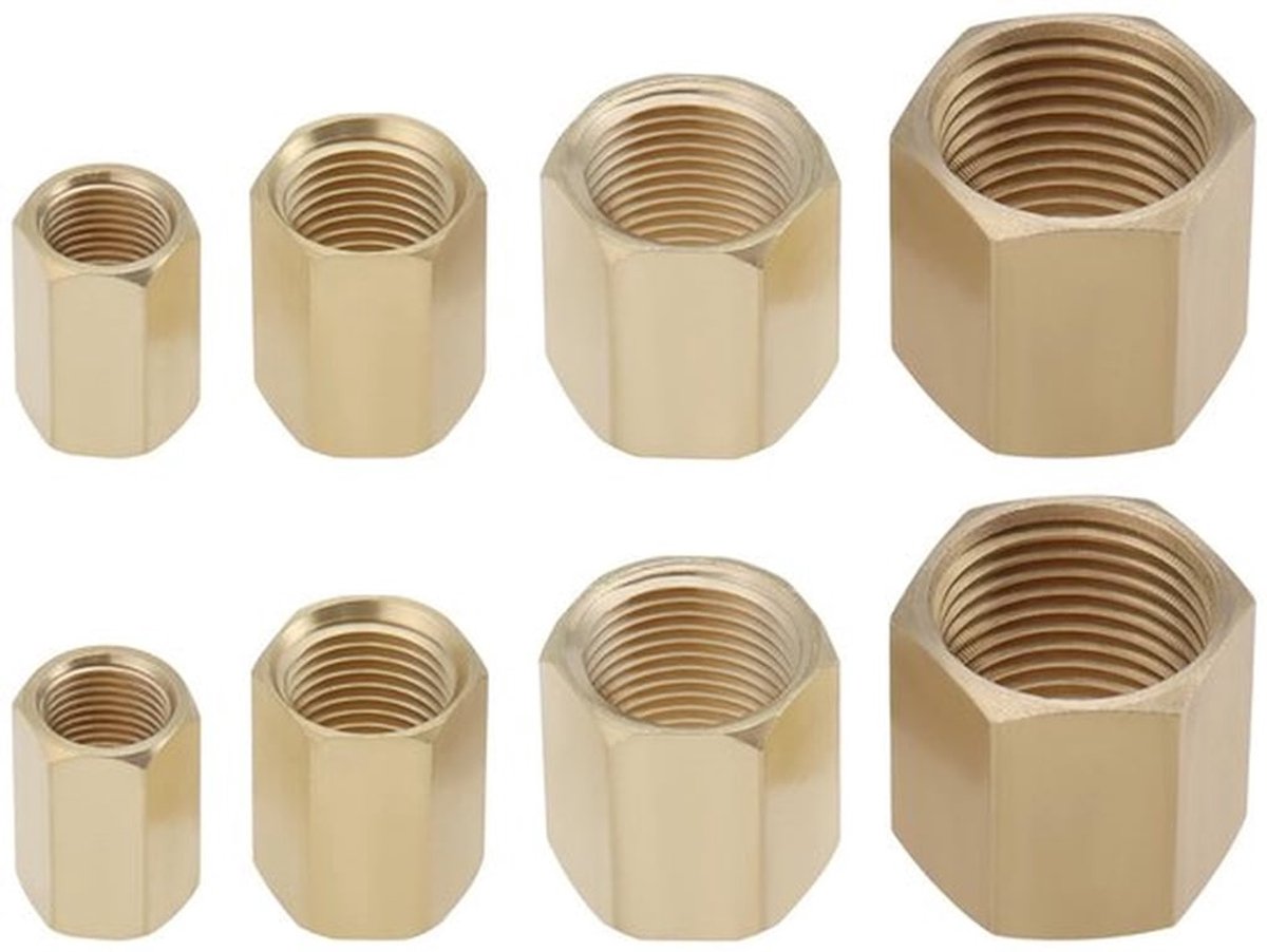 Fittingen - 8PCS Messing Adapter - Duurzaam en Corrosiebestendig - Diverse Maten - Voor Lucht Water Brandstof - Geschikt voor Verschi...