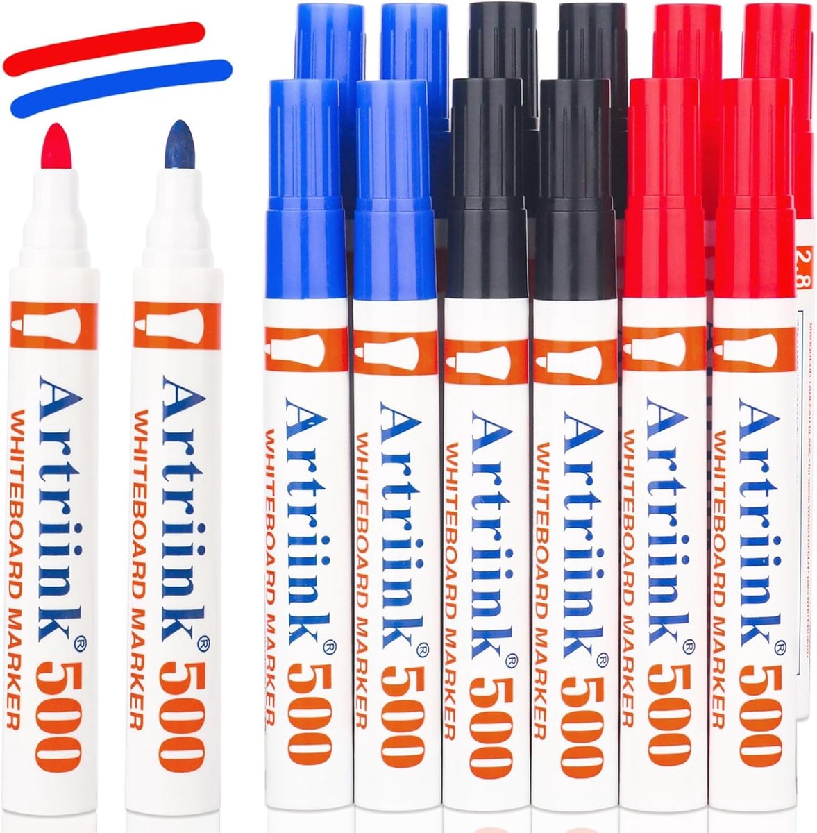 Whiteboardmarkers - Rood, Blauw, Zwart - Ca. 2 - 5 mm Lijnbreedte - Droog Afwasbare Stiften - Voor Thuis, Kantoor en School