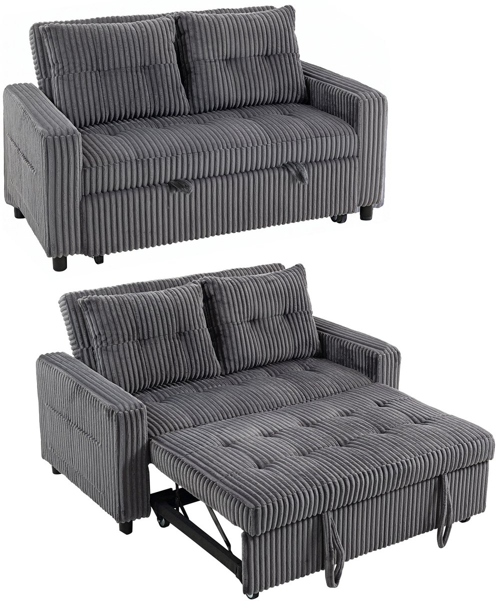 HOMCOM Sofa Bed-Polyester, Stahl-157L x 90B x 91H cm-Dunkelgrau