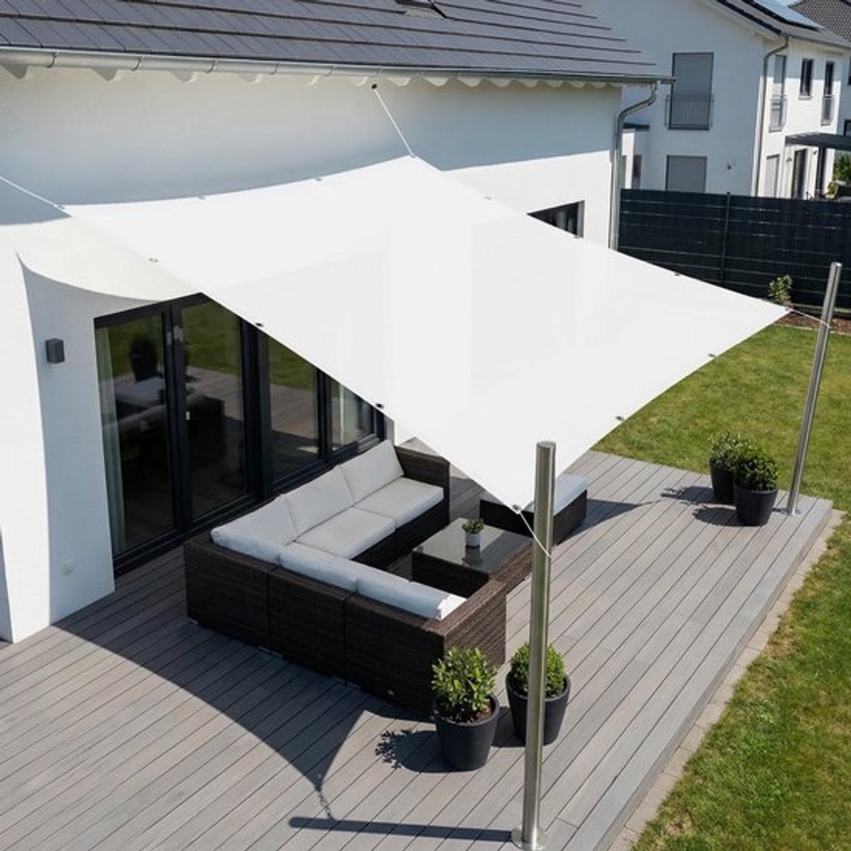 Zonnezeil waterdicht 1x2m - Schaduwdoek met oogjes - UV-bescherming tot 95% - Polyester 160g/㎡ - Voor terras/balkon/tuin - Schaduwzeil