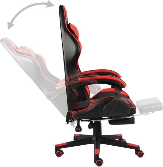 Gaming stoel - Comfortabele bureaustoel - Langdurig gamen - Met verstelbare voetsteun - 115-130 cm hoog - Zwart rood — afbeelding 4