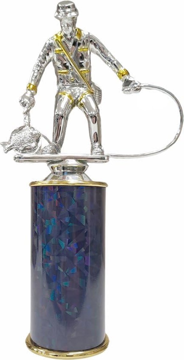Vis Trofee - Wedstrijd Beker - Viswedstrijd Prijs - Uniek Design - 21 cm - Kosmische kleuren