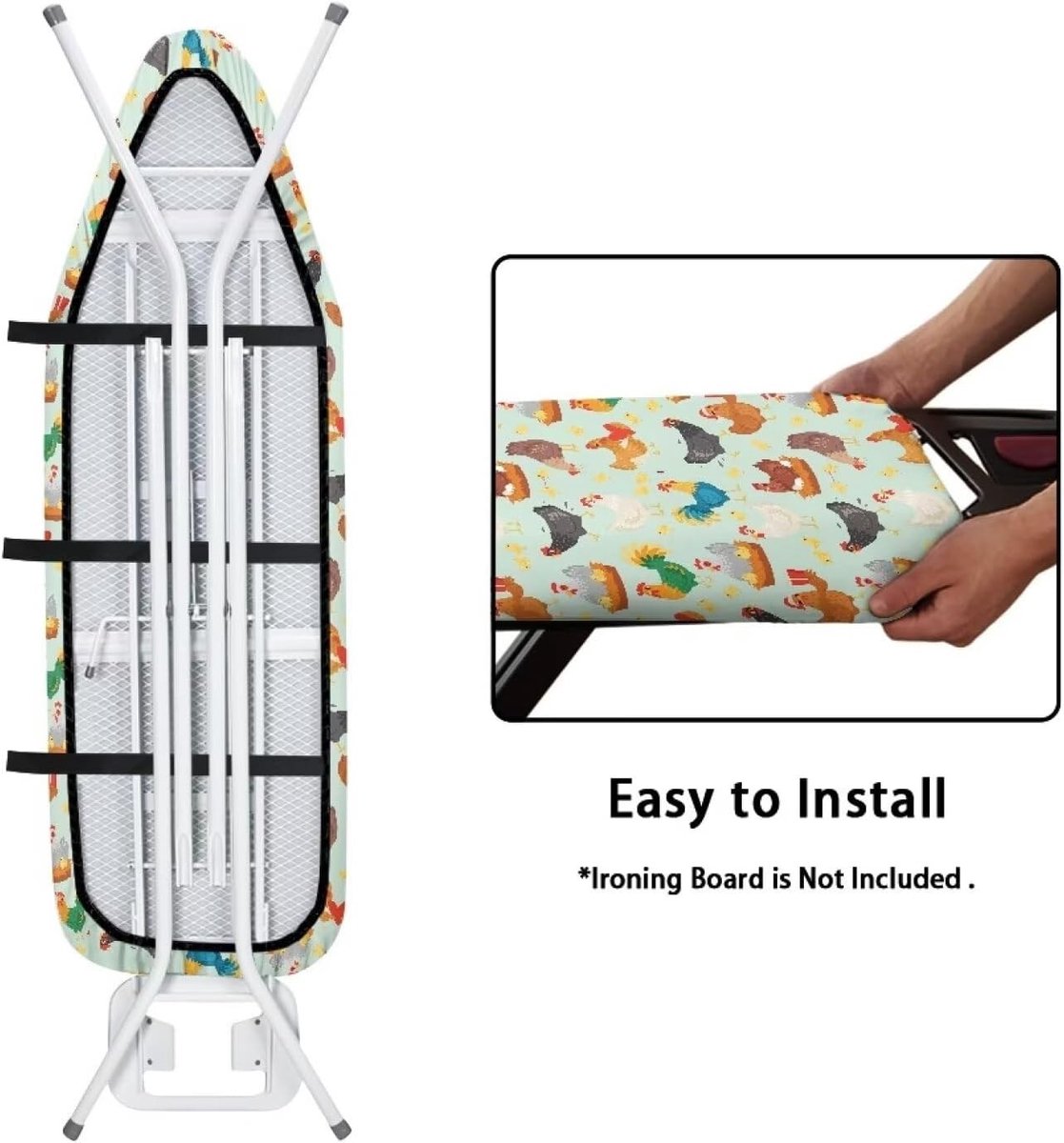 Katoenen Strijkplankhoes met Haken en Lussen, Elastische Randen, Dikke Bescherming voor Thuisgebruik, 2XL, Vlekbestendig en Duurzaam