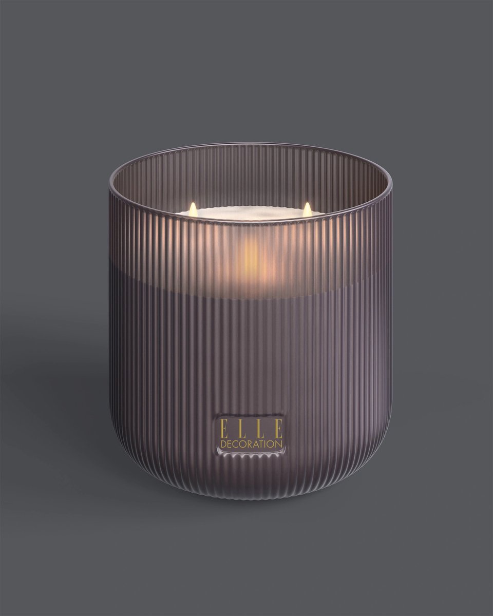 ELLE Decoration LED Kaars Belleville Taupe Frost 16x16 cm - Glas - 3 Vlammen - luxe glas met LED kaars op battarijen - mooi kado voor hem / haar / uit de Elle Decoration serie van Sompex