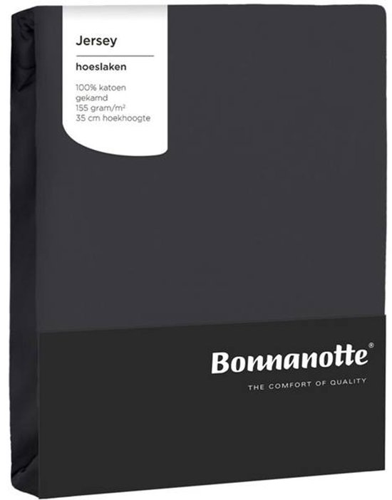 Donkergrijs Bonnanotte jersey hoeslaken in verpakking, 100% gekamd katoen, 155 g/m².