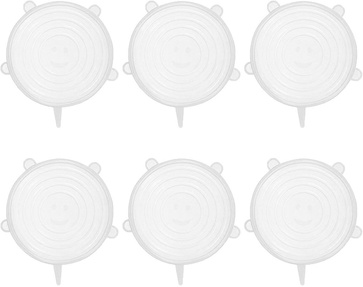 Set van 6 rekbare siliconen deksels 11 cm voor voedselcontainers