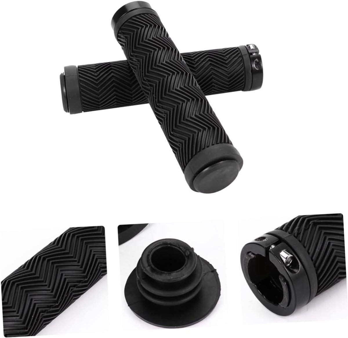 Stuurhoezen - Handvatten Motorfiets Fiets - Comfortabel Rijden - Ergonomisch Golfvormig - 14 cm - Zwart