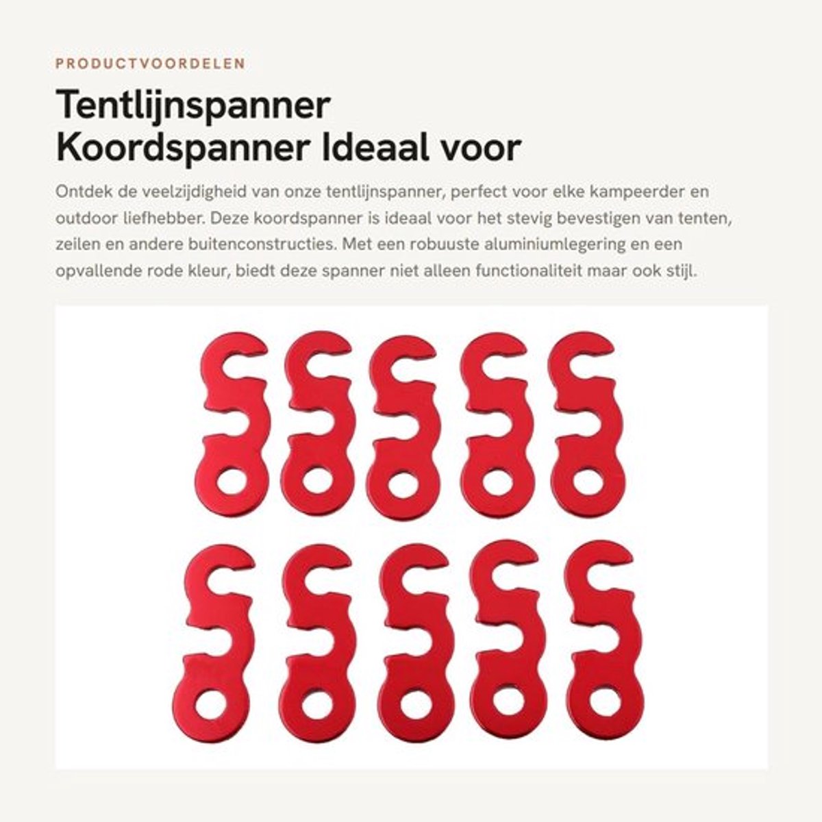 Tentlijnspanner Aluminium - Koordspanner - Touwspanner - Windtouwgesp - Geschikt voor 3-9 mm Koord - Lichtgewicht en Duurzaam