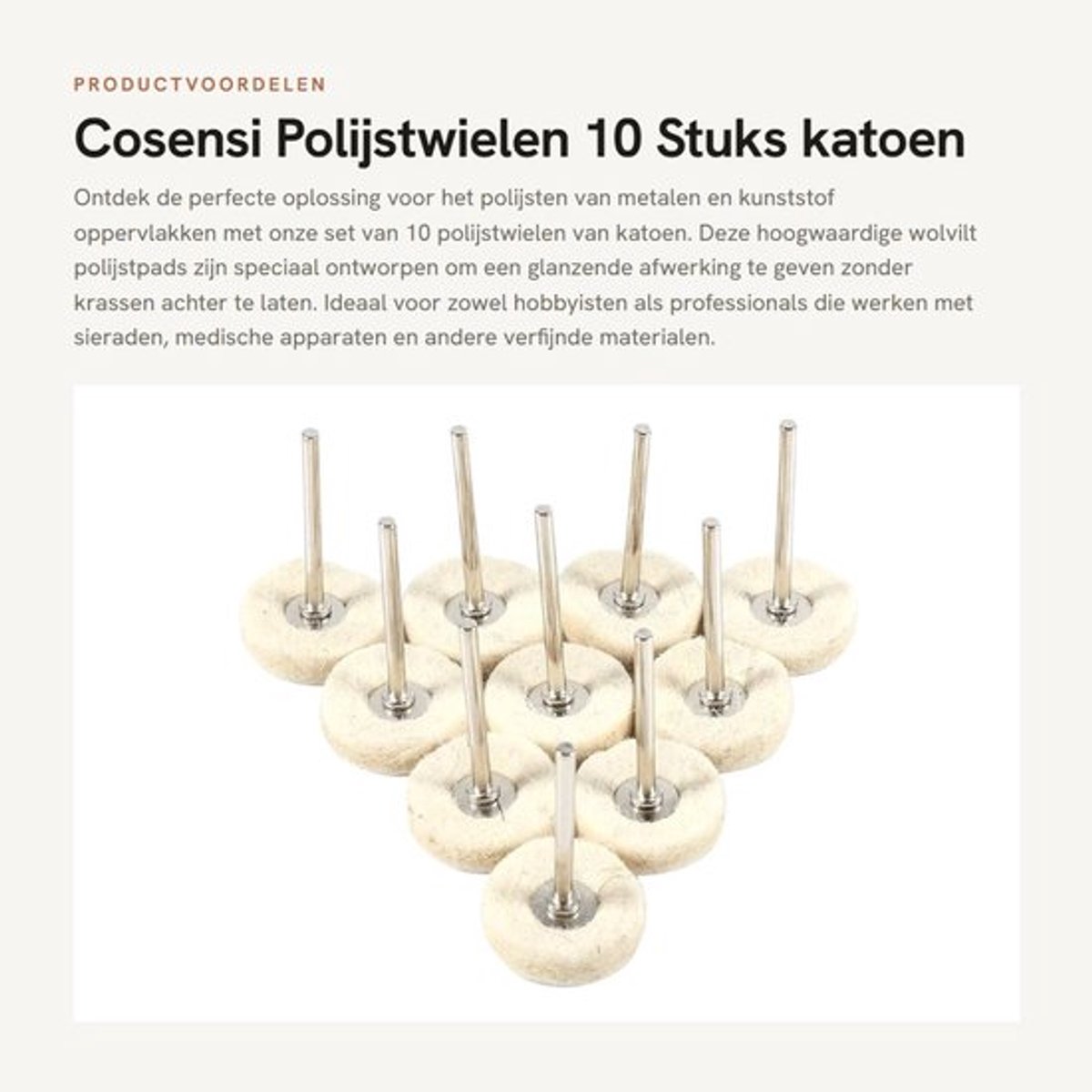 Polijstpad Set 10 Stuks - Polijstschijven 25mm - Wolvilt - Geschikt voor Metaal/Plastic - Glanzend Afwerking - Robuust en Duurzaam - Polijstschijf