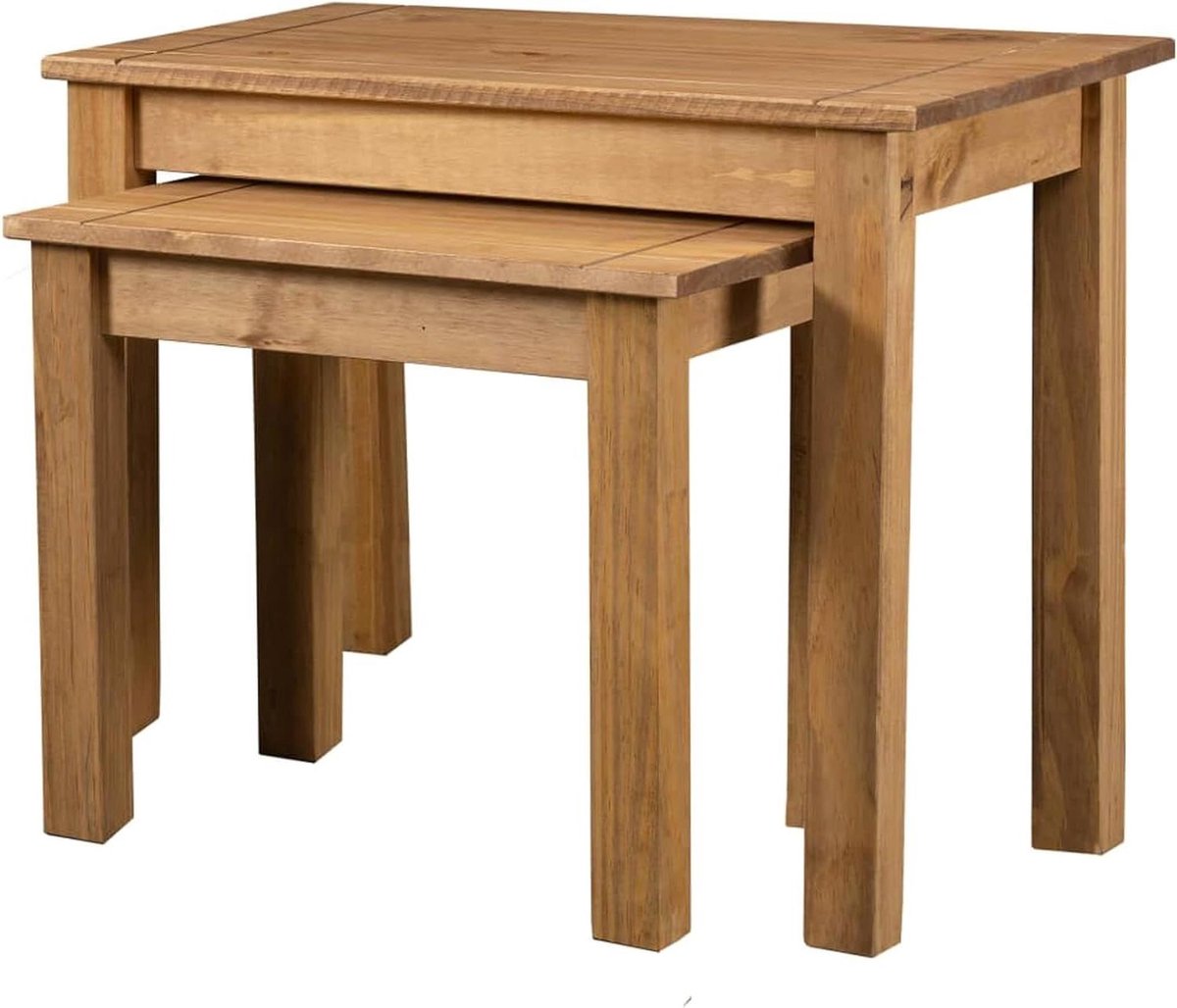 Uitschuiftafels Set - Bijzettafels Hout - Woonkamer Decoratie - Massief Grenenhout - 2 stuks - Bruin