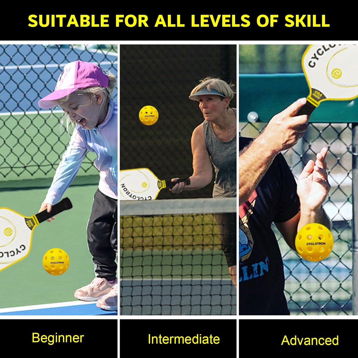 Pickleball Ballen - Augurkballen Toernooi - Wedstrijd Spelen - USAPA Goedgekeurd - 7.4 cm - Geel