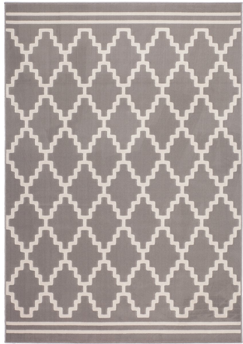 Padiro laagpolig vloerkleed 80 x 300 cm - taupe / crème / off-white - boho geometrisch patroon - geschikt voor vloerverwarming - van polypropyleen