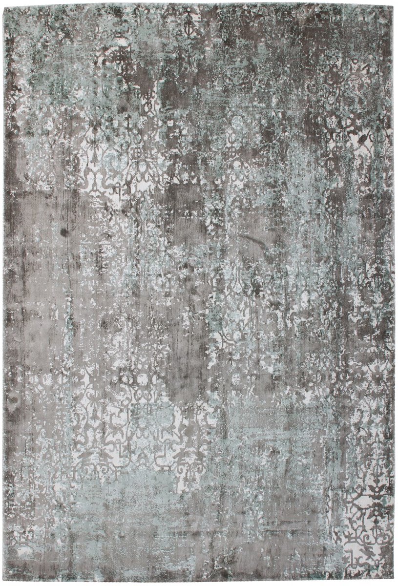 Padiro laagpolig vloerkleed 70 x 140 cm - turkoois - modern abstract design - geschikt voor vloerverwarming - van viscose
