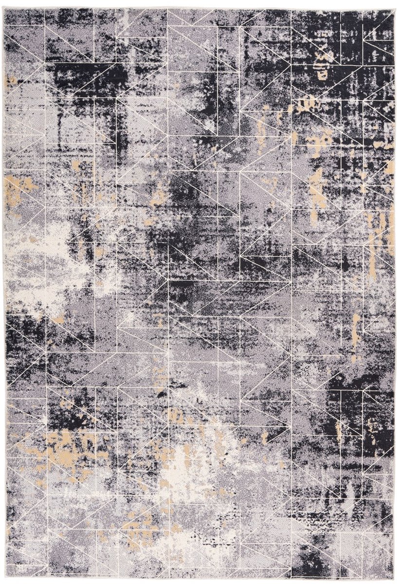 Padiro laagpolig vloerkleed 80 x 150 cm - meerkleurig - modern abstract design - geschikt voor vloerverwarming - van polyester