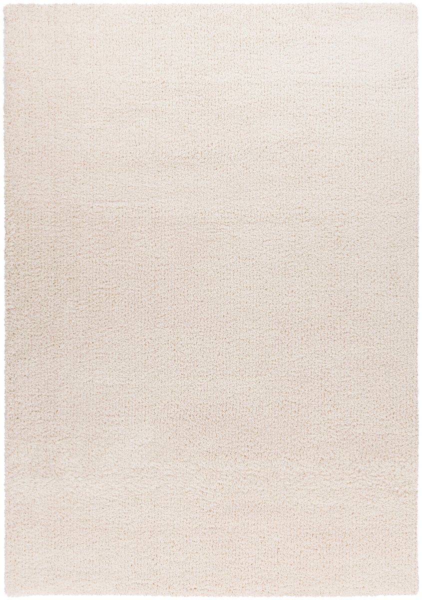 Padiro hoogpolig vloerkleed 80 x 150 cm - crème / off-white - modern effen design - geschikt voor vloerverwarming - van polyester