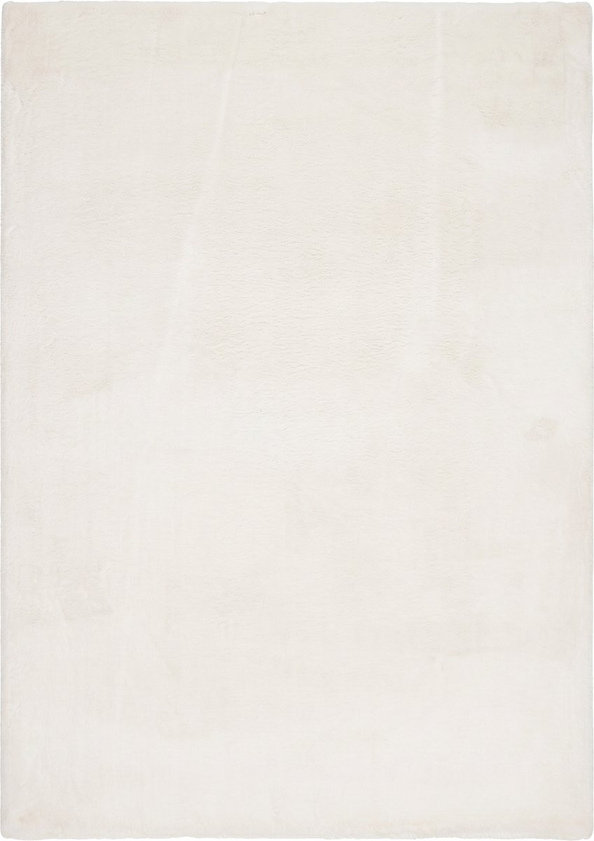 Padiro hoogpolig vloerkleed 120 x 170 cm - crème - modern effen design - geschikt voor vloerverwarming - van polyester en katoen
