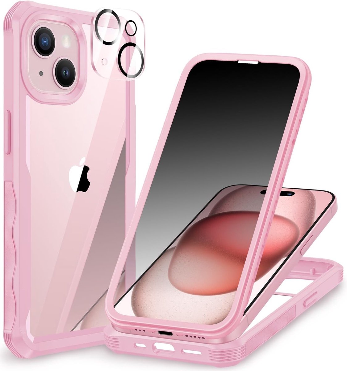Spycamera - Telefoonhoesje - iPhone 15 - Transparant TPU Met Camerabescherming - Privacybescherming en 360 Graden Veiligheid