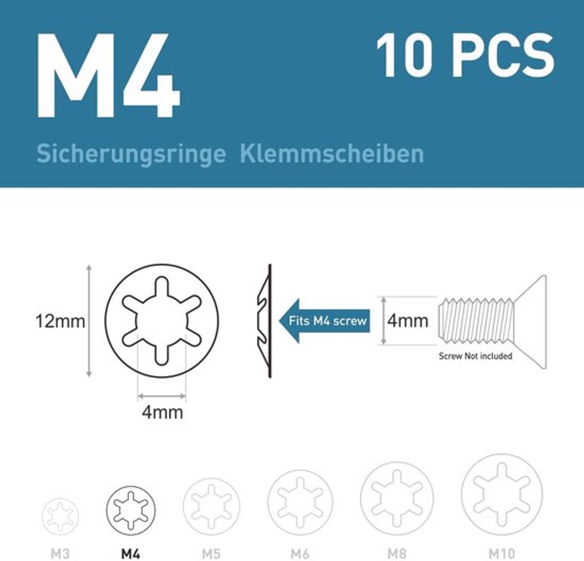 Sluitringen 10 Stuks - Roestvrij Staal 304 A2 - Starlock/Borgringen - Klemringen - Corrosiebestendig - Voor Trillingsdemping