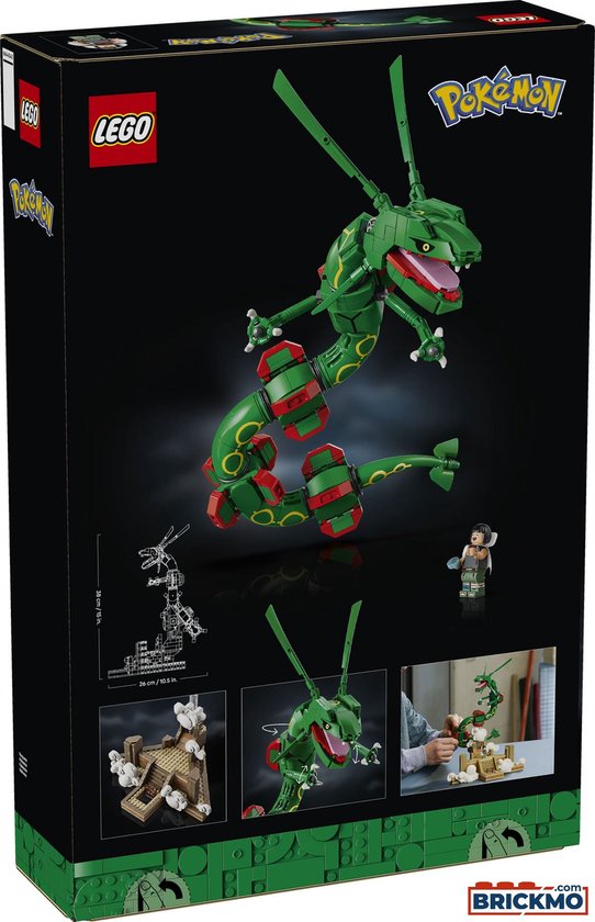 LEGO Rayquaza bouwpakket doos met afbeeldingen van Rayquaza, poppetje en bouwinstructies.