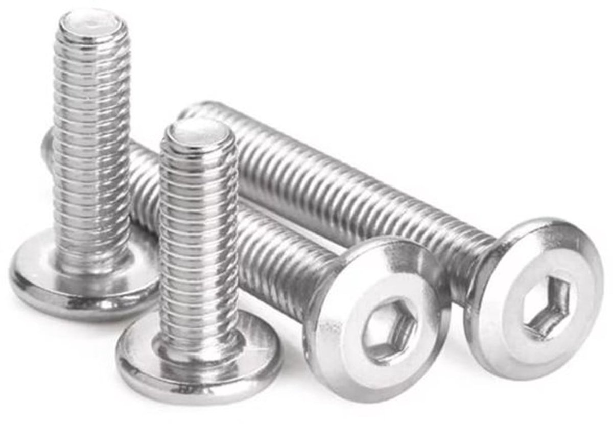 Inbusschroeven M5x8mm - Roestvrij Staal - Machineschroeven - Platte/Ronde Kop - 30 Stuks - Bevestigingsmiddelen met Binnenzeskant