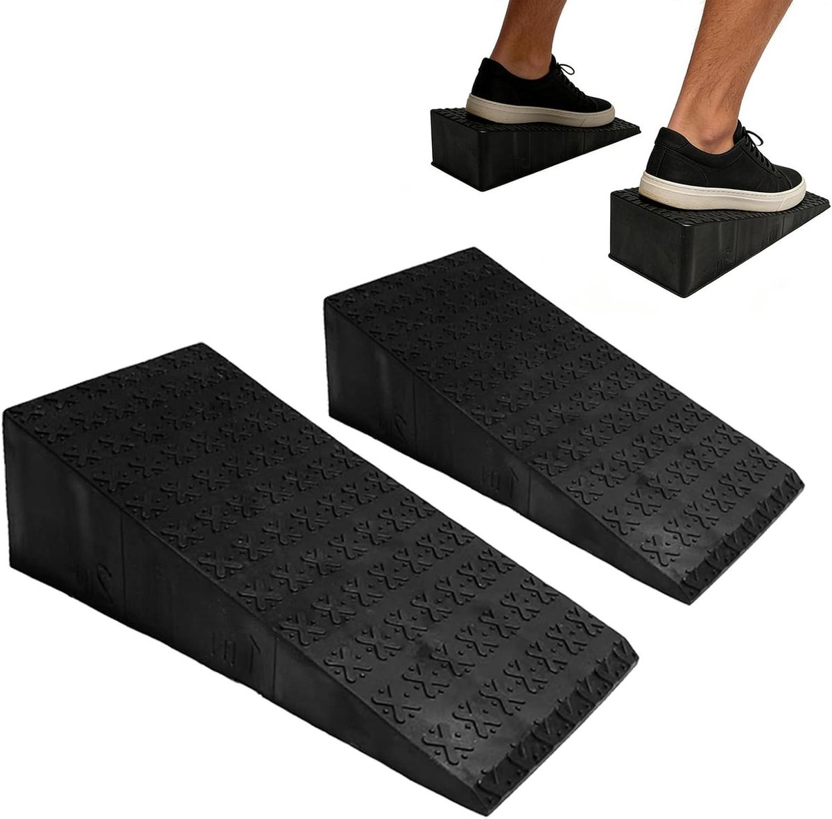 Squat Blokken - Fitness Wiggen - Krachttraining - Antislip Textuur - 31.5 x 15.5 x 8.5 cm - Zwart
