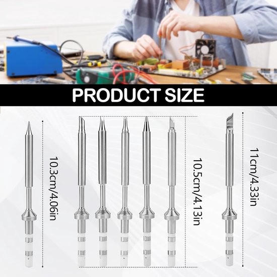 Set van 7 RVS Loodgieterspunten voor Soldeermachine Accessoires - Inclusief TS-KU, TS-B2, TS-D24, TS-BC2, TS-C4, TS-K, TS-I - Perfect voor Precisiewerk en Hobbyprojecten — afbeelding 5