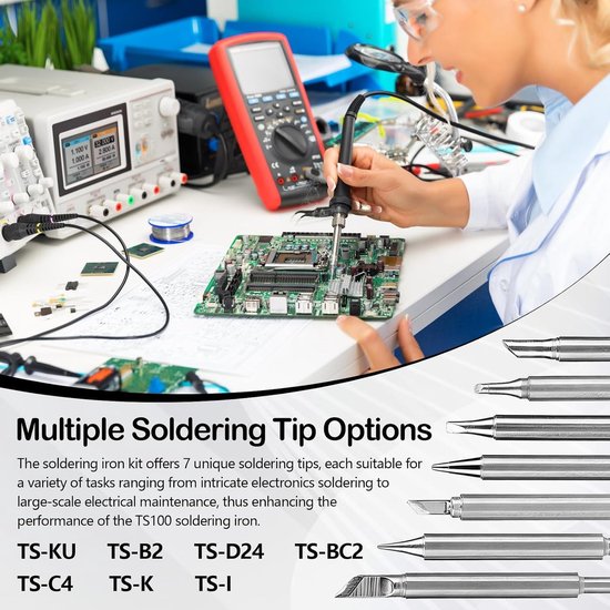 Set van 7 RVS Loodgieterspunten voor Soldeermachine Accessoires - Inclusief TS-KU, TS-B2, TS-D24, TS-BC2, TS-C4, TS-K, TS-I - Perfect voor Precisiewerk en Hobbyprojecten — afbeelding 2