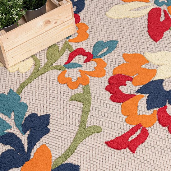 WATERDICHT TAPIJT MET BLADEPATROON VOOR BINNEN EN BUITEN - WEER- EN UV-BESTENDIG - 80X200CM — afbeelding 2