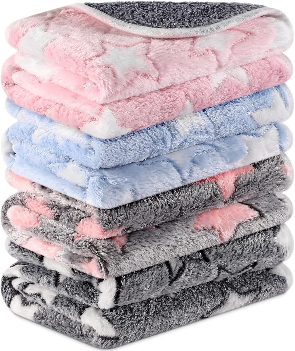 Wasbare Waterdichte Cavia Dekens van Fleece - Absorberende Bodembedekking voor Kleine Dieren, Herbruikbare Matten en Kooibekleding - Set van 4 Stuks (Grote Ster, 30x30cm)