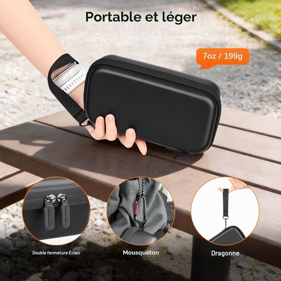 geschikt geschikt voor DJI Osmo Pocket 4 Handtas, Osmo Pocket 4 Accessoiretas - Draagbare tas met polsbandje en karabijnhaak, beschermtas geschikt geschikt voor accessoires, opberg- en beschermingstas, zwart. — afbeelding 3