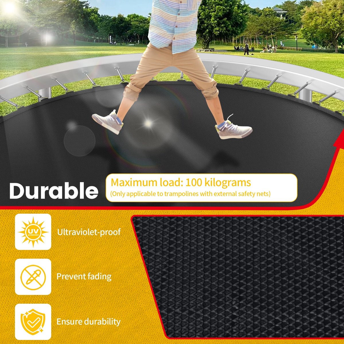 Omgoods - UV-bestendige Trampoline Springmat met 48/60/72 Ogen