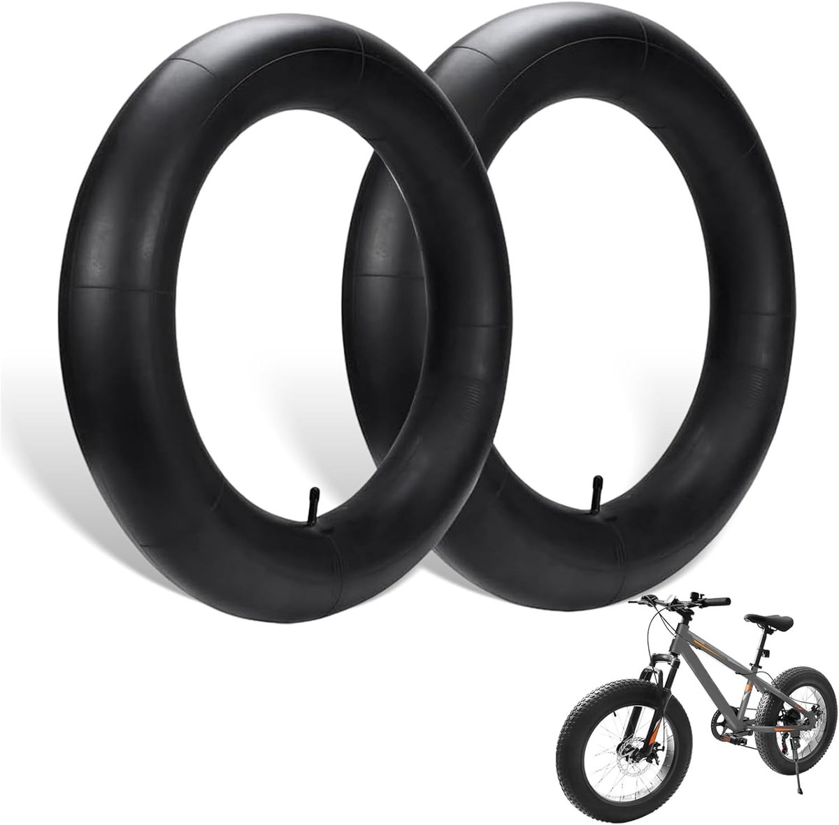Fatbike-binnenband 20x4 (2-pack) met AV35-Schrader-ventiel - Geschikt voor fatbikes en mountainbikes - Inclusief reserveband